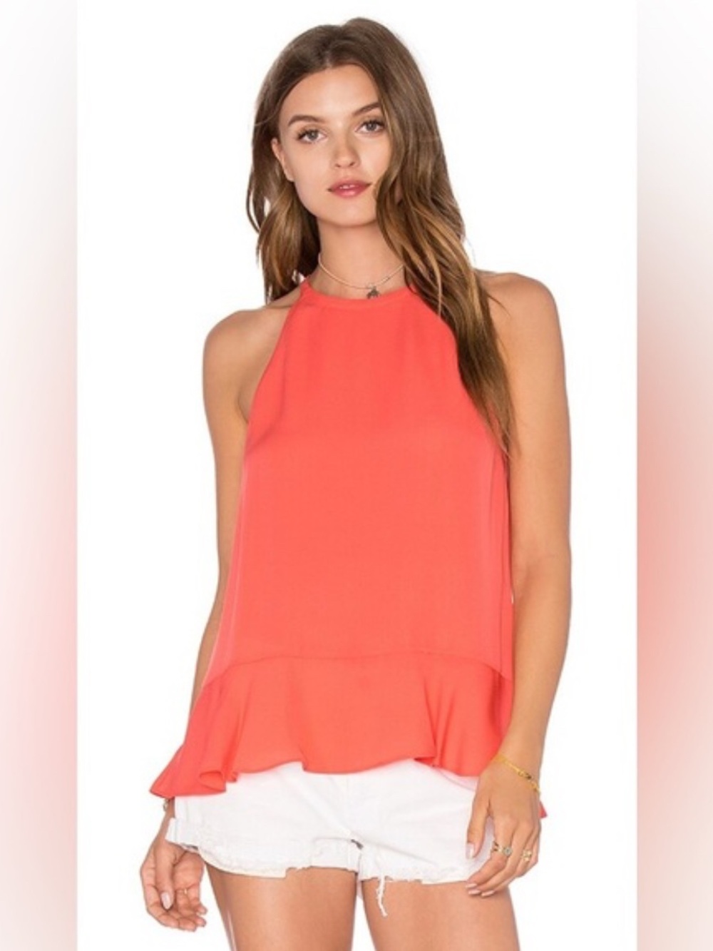 Diane Von Furstenberg Coral Halter Peplum Tank Top S